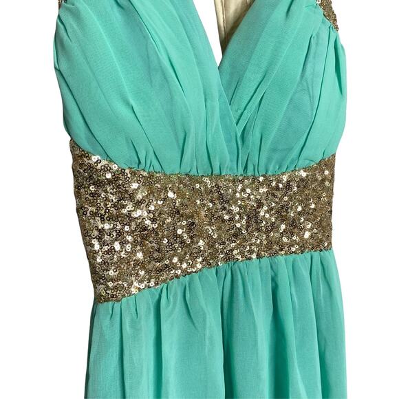 Xenia Boutique Women Tunic Top Blouse Sexy Green Sequins Sleeveless Racerback 6 - Picture 3 of 5